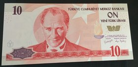 Turkey, 10 New Turkish Lira, 2005, UNC, p218, 8/1. Emission, A01"
Serial number: A01 156003, a portrait of Turkey's founder Mustafa Kemal Ataturk
Es...