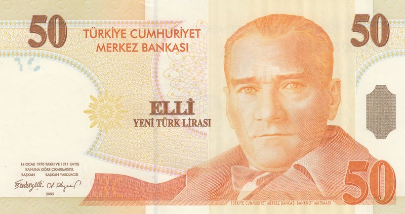 Turkey, 50 New Turkish Lira, 2005, UNC, p220, 8/1. Emission, "E01" first prefix....