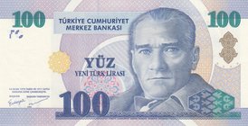 Turkey, 100 New Turkish Lira, 2005, UNC, p221, 8/1. Emission, "A01" first prefix.
serial number: A01 445285, a portrait of Turkey's founder Mustafa K...