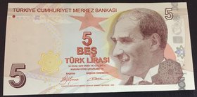 Turkey, 5 Lira, 2009, UNC, p222a, 9/1. Emission, "A" first prefix
serial number: A147 538007, a portrait of Turkey's founder Mustafa Kemal Ataturk, "...