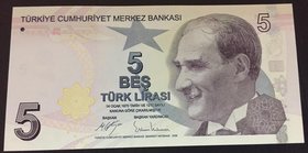 Turkey, 5 Lira, 2017, UNC, p222c, 9/3. Emission, "C001" first prefix.
serial number: C001 640469, a portrait of Turkey's founder Mustafa Kemal Atatur...