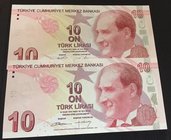 Turkey, 10 Lira, 2009, UNC, p223a, 9/1. Emission, LOW SERİAL NUMBER and TWINS NUMBER (Total 2 banknotes)
serial numbers: B582 00678 and C274 000678, ...