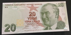 Turkey, 20 Lira, 2012, UNC, p224b, 9/2. Emission
serial number: B622 337623, a portrait of Turkey's founder Mustafa Kemal Ataturk
Estimate: $ 5-10