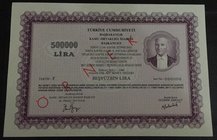 Turkey, Share Stock, 100.000 Lira, 1990, UNC, SPECIMEN
Fatih Sultan Mehmet Bridge stock issued by the Republic of Turkey, Mustafa Kemal Atatürk portr...