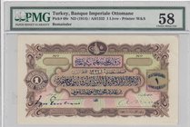 Turkey, Ottoman Empire, 1 Lira, 1914, AUNC, p68, Tristram - Nias / Ferid, SPECIMEN
PMG 58, V. Mehmed Reşad period, sign: Tristram - Nias / Ferid, AH:...