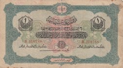 Turkey, Ottoman Empire, 1 Lira, 1916, VF, p90a, Talat / Hüseyin Cahid
V. Mehmed Reşad period, sign: Talat / Hüseyin Cahid, AH:1332, serial number: R ...