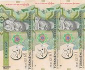 Turkmenistan, 1 Manat, 2017, UNC, p36, (Total 3 banknotes)
serial numbers: AB 2132165, AB 2132167 and AB 2132171, commemorative Issue
Estimate: $ 5-...