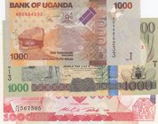 Uganda, 1000 Shillings, 1986/ 2009/ 2010, UNC, p26/ p43c/ p49a, (Total 3 Banknotes)
serial numbers: AB5884233, Z0296413 and H34 567595
Estimate: $ 1...