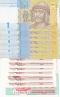 Ukraine, 14 Pieces UNC Banknotes
1 Hryvnia, 2014 (x7)/ 1 Karbovantsiv, 1991 (x6)/ 5000 Karbovantsiv, 1995
Estimate: $ 10-20