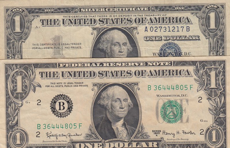 United States of America, 1 Dollar, 1957/ 1963, FINE, (Total 2 Banknotes)
seria...