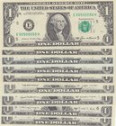 Unıted States of America, 1 Dollar (9), 1969/1977/1981/1985/1988/1993, UNC, p449/p462/p468/p480/p490, NICE NUMBERS, (Total 9 banknotes)
serial number...