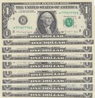 Unıted States of America, 1 Dollar (9), 1974/1988, UNC, p455/p474/p480, NICE NUMBERS, (Total 9 banknotes)
serial numbers: 11101110, 22202220, 3330333...