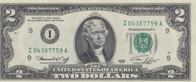 Unıted States of America, 2 Dollars, 1976, UNC, p461
serial number: I 04387759A, President Thomas Jefferson portrait at center
Estimate: $ 10-20