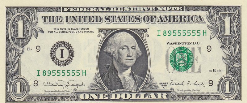 Unıted States of America, 1 Dollar, 1988, UNC, p480, NICE SERIAL NUMBER
serial ...