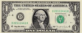 Unıted States Of America, 1 Dollars, 1995, UNC, p496
serial number: D 22111441K, George Washington portrait at center
Estimate: $ 5-10