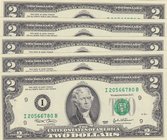 United States of America, 2 Dollars, 2003, UNC, p516a, (Total 5 Consecutive Banknotes)
serial numbers: I20566778, I20566779, I20566780, I20566781 and...