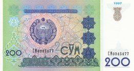 Uzbekistan, 200 Sum, 1997, UNC, p80
serial number: CM 0345477
Estimate: $ 5-10