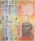 Venezuela, 5 Bolivares, 50 Bolivares, 100 Bolivares, 500 Bolivares (2), 1000 Bolivares and 2000 Bolivares, 2007/2016, UNC, (Total 7 banknotes)
Estima...