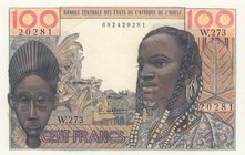 West African States, 100 Francs, 1961-1965, UNC, p101g
serial number: 20281 W.273, Signature 4
Estimate: $ 40-60