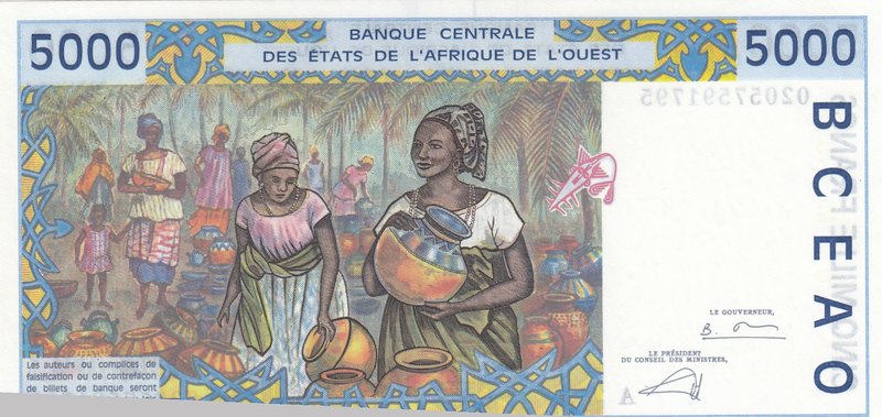 West African States, 5000 Francs, 2002, UNC, p113Al
serial number: 02057591795,...