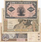 West African States, 3 Pieces Mixing Condition Banknotes
100 Francs, 1942, FINE/ 1000 Francs, 1959, FINE/ 10000 Francs, 2001, FINE
Estimate: $ 60-80