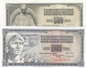 Yugoslavia, 500 Dinara and 1000 Dinara, 1981, UNC, p91 / p92, (Total 2 banknotes)
serial numbers: AZ 6752216 and D0 1216416
Estimate: $ 5-10