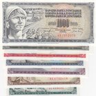 Yugoslavia, 5 Dinara, 10 Dinara, 20 Dinara, 50 Dinara, 100 Dinara, 500 Dinara and 1000 Dinara, 1968 / 1981, UNC, p81… p92, (Total 7 banknotes
Estimat...