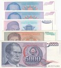 Yugoslavia, 5000 Dinara (3), 50.000 Dinara and 5.000.000 Dinara, 1985 / 1994, XF / UNC, (Total 5 banknotes)
Estimate: $ 5-10