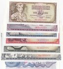 Yugoslavia, 7 Pieces UNC Banknotes
10 Dinara, 1978/ 20 Dinara, 1978/ 50 Dinara, 1968/ 100 Dinara, 1986/ 500 Dinara, 1981/ 1000 Dinara, 1978/ 500000 D...