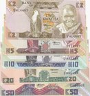 Zambia, 5 Pieces UNC Banknotes
2 Kwacha/ 5 Kwacha/ 10 Kwacha/ 20 Kwacha/ 50 Kwacha (1980-1988)
Estimate: $ 10-20