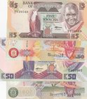 Zambia, 4 Pieces UNC Banknotes
5 Kwacha, 1980-1988/ 50 Kwacha, 1980-1988/ 50 Kwacha, 2007/ 1000 Kwacha 2008
Estimate: $ 10-20
