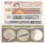 Mix Lot, 5 Pieces UNC Banknotes
Argentina 10000 pesos/ Greece 100 Drachmai/ Burma 5 Kyats/ Burma 10 Kyats/ Cambodge 100 Riels
Estimate: $ 10-20