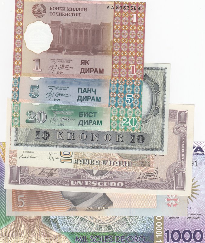 Mix Lot, 8 Pieces UNC Banknotes
Tajikistan, 1 Diram, 1999/ Tajikistan, 5 Diram,...