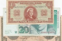 Mixing Lot, 3 Pieces Mixing Condition Banknotes
Netherlands, 1 Gulden, 1945, FINE/ Netherlands-Indies, 50 Gulden, 1943, VF/ Germany, 20 Mark, 1993, V...