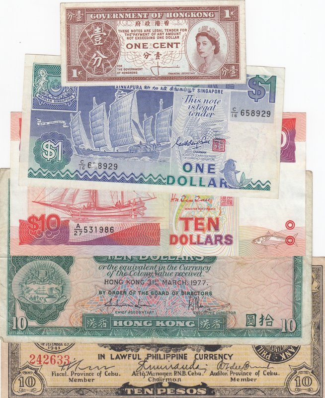 Mixing Lot, 5 Pieces Mixing Condition Banknotes
Philippines, 10 Pesos, 1941, FI...
