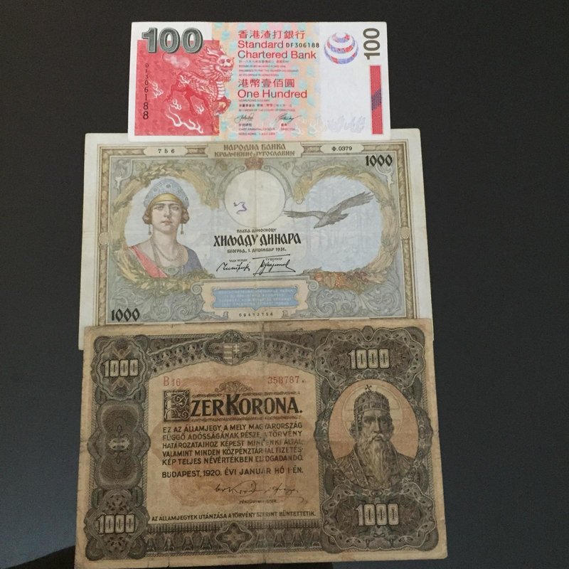 Mixing Lot, 3 Pieces Mixing Condition Banknotes
Hungary, 1000 Korona, 1920, POO...