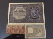 Mixing Lot, 3 Pieces Mixing Condition Banknotes
Poland, 1000 Marek, 1919, VF/ Indochina, 10 Cents, 1939, FINE/ Madagascar, 50 Francs, 1969, POOR
Est...