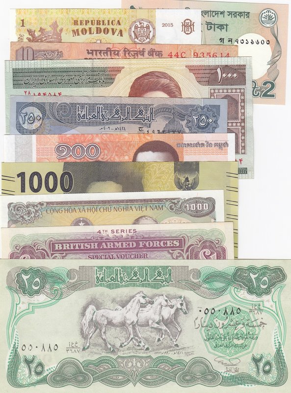 Mix Lot, Total 10 banknotes, (Except 3 banknotes are in UNC condition)
Iraq 25 ...