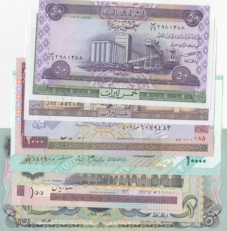 MIX LOT, Lebanon 10 Livres, Lebanon 5 Livres, Egypt 25 Piastres, Egyptr 50 Piast...