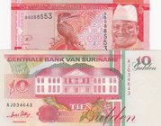Suriname 10 Gulden and Gambia 5 Dalasis, UNC, (Total 2 banknotes)
serial numbers: AJ 034643 and B0288553
Estimate: $ 5-10