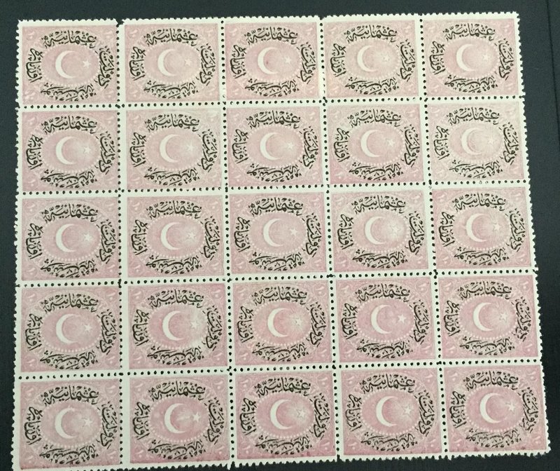 Turkey, Ottoman Empire, 10 Kurush, 1876, UNC
İn 1 block of 25 stamps
Estimate:...