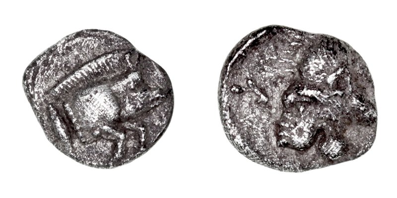 Mysia. Hemióbolo. AR. Kyzikos. (C. 450-400 a.C.). A/Jabalí a der. R/Cabeza de le...
