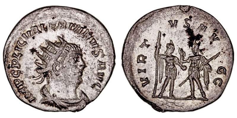 Valeriano I. Antoniniano. VE. Antioquía. (253-260). R/VIRTVS AVGG. Emperadores s...