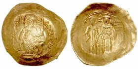 Juan II Commenus. Hyperpyron. AV. Tesalónica. (1118-1143). A/Cristo entronizado de frente. R/El Emperador en pie de frente, coronado por la Virgen. 4....