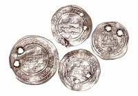 Califato de Córdoba. Hixem II. Dírhem. AR. Medina Azzahra. Lote de 4 monedas. 351, 355 y 361 H (2). Todas con dos agujeritos. BC-.