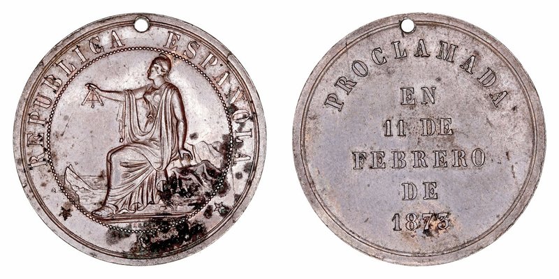 I República. Medalla. AE. 1873. República Española, Proclamada en 11 de Febrero ...