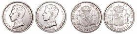 Alfonso XIII. Peseta. AR. Lote de 2 monedas. 1903 y 1904. Estrellas visibles. MBC.