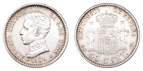 Alfonso XIII. 50 Céntimos. AR. 1904 *1-0 PCV. 2.47g. Cal.62. EBC+.