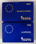 Juan Carlos I. Euro. AR. Lote de 2 monedas. 1997 y 1998. En estuche original, encapsulado y con certificado. FDC.