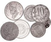 Argelia. AE. Lote de 7 monedas. 5, 10 y 25 Céntimos 1921 Orán, 10 Céntimos 1918 Argel (2) y 5 Dinars 1974 y 1984. MBC a BC-.
